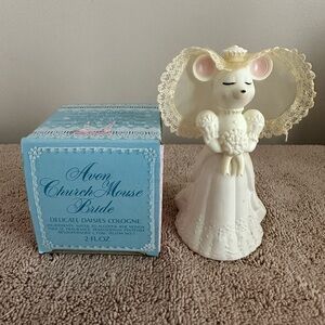 Vintage Avon Church Mouse Bride Cologne Decanter